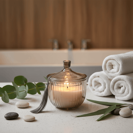 Home Fragrance Bay Leaf & Lime Refreshing Scented Candle with Premium Glass Jar – 10 cm - Al Kabayel Discount CentreHome Fragrance Bay Leaf & Lime Refreshing Scented Candle with Premium Glass Jar – 10 cmHome FragrancesHOME FRAGRANCEAl Kabayel Discount Centre