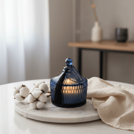Home Fragrance Clean Cotton Fresh Aroma Scented Candle with Elegant Glass Jar – 10 cm - Al Kabayel Discount CentreHome Fragrance Clean Cotton Fresh Aroma Scented Candle with Elegant Glass Jar – 10 cmHome FragrancesHOME FRAGRANCEAl Kabayel Discount Centre