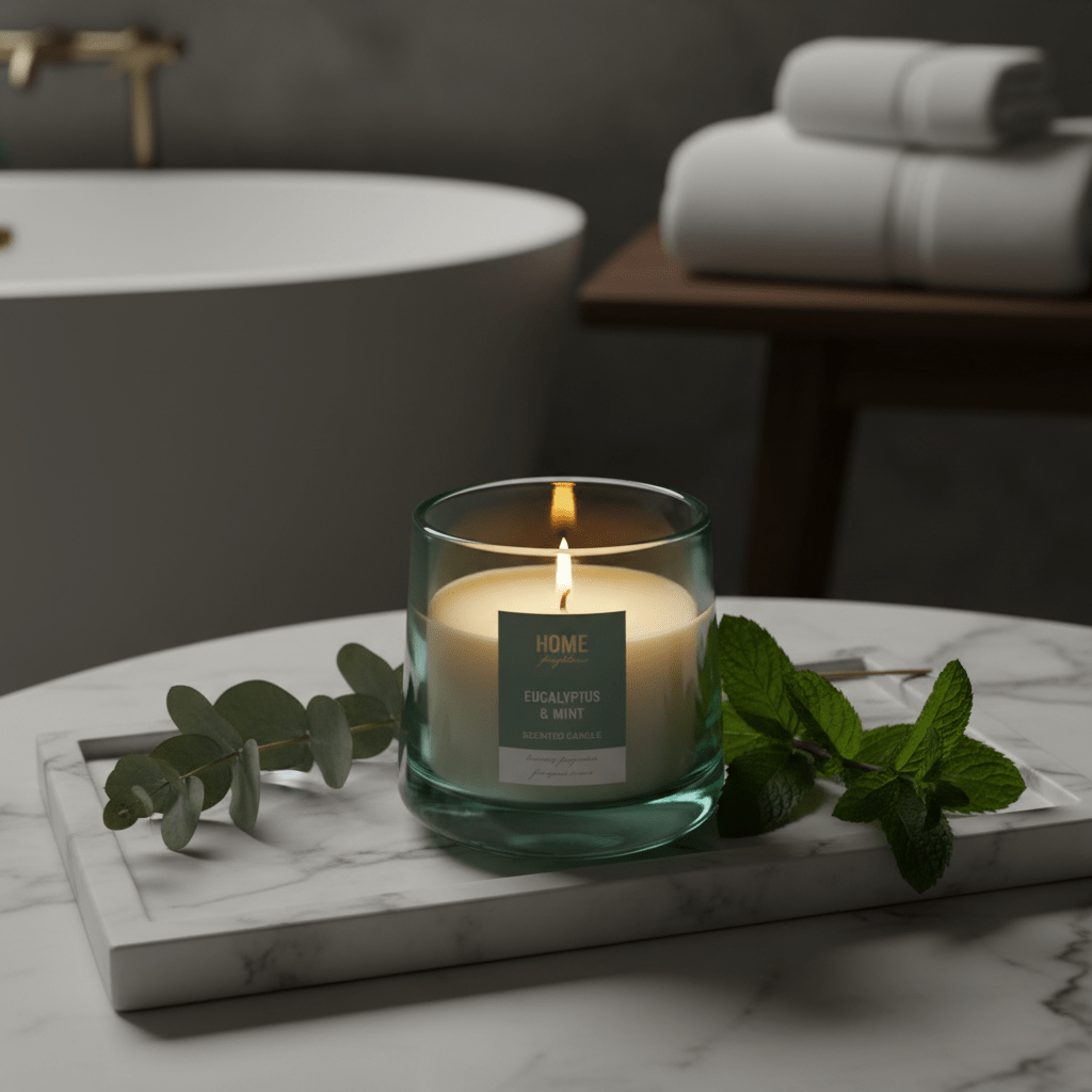 Home Fragrance Eucalyptus & Mint Spa Inspired Scented Candle for Relaxation – 12 × 10 cm - Al Kabayel Discount CentreHome Fragrance Eucalyptus & Mint Spa Inspired Scented Candle for Relaxation – 12 × 10 cmHome FragrancesHOME FRAGRANCEAl Kabayel Discount Centre