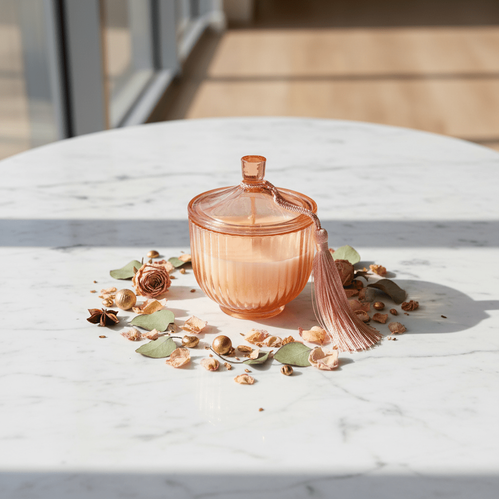 Home Fragrance Immersion & Golden Pink Luxury Scented Candle in Decorative Glass Jar – 10 cm - Al Kabayel Discount CentreHome Fragrance Immersion & Golden Pink Luxury Scented Candle in Decorative Glass Jar – 10 cmHome FragrancesHOME FRAGRANCEAl Kabayel Discount Centre
