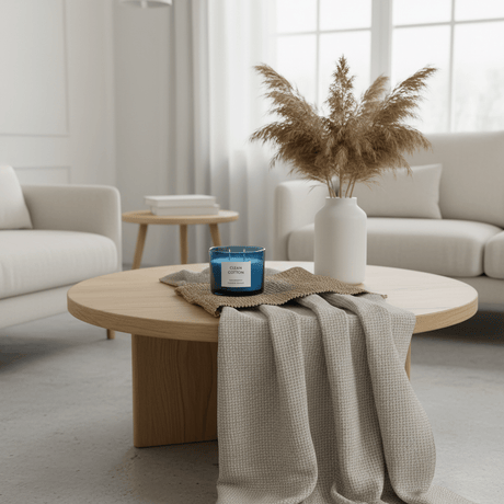 Home Fragrance Scented Candle in Glass Cup | 8×11 cm | Clean Cotton / Maple Leaf & Apple / Amber & Ginger Lily / Pear & Freesia - Al Kabayel Discount CentreHome Fragrance Scented Candle in Glass Cup | 8×11 cm | Clean Cotton / Maple Leaf & Apple / Amber & Ginger Lily / Pear & FreesiaHome FragrancesHOME FRAGRANCEAl Kabayel Discount Centre