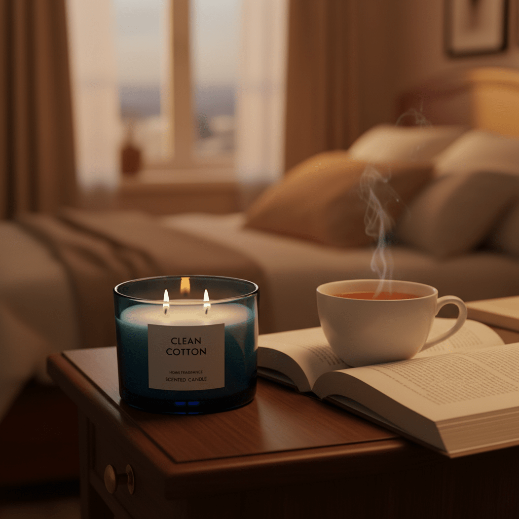 Home Fragrance Scented Candle in Glass Cup | 8×11 cm | Clean Cotton / Maple Leaf & Apple / Amber & Ginger Lily / Pear & Freesia - Al Kabayel Discount CentreHome Fragrance Scented Candle in Glass Cup | 8×11 cm | Clean Cotton / Maple Leaf & Apple / Amber & Ginger Lily / Pear & FreesiaHome FragrancesHOME FRAGRANCEAl Kabayel Discount Centre