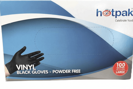 Hotpack 100pcs Powder Free Black Vinyl Gloves Large 105mm - Al Kabayel Discount CentreHotpack 100pcs Powder Free Black Vinyl Gloves Large 105mmDisposablesHOTPACKAl Kabayel Discount Centre