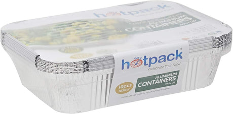 Hotpack 10pcs Rectangular Aluminium Containers with Lid 1850cc - Al Kabayel Discount CentreHotpack 10pcs Rectangular Aluminium Containers with Lid 1850ccDisposablesHOTPACKAl Kabayel Discount Centre