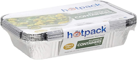 Hotpack 10pcs Rectangular Aluminium Containers with Lid 890cc - Al Kabayel Discount CentreHotpack 10pcs Rectangular Aluminium Containers with Lid 890ccDisposablesHOTPACKAl Kabayel Discount Centre