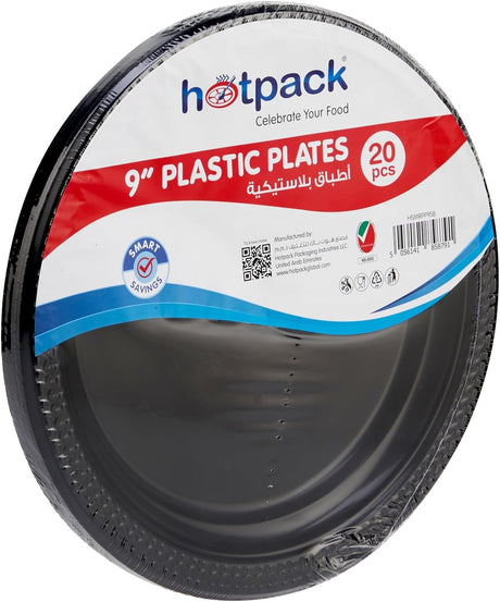 Hotpack 20pcs Round Black Plastic Plates 9" - Al Kabayel Discount CentreHotpack 20pcs Round Black Plastic Plates 9"DisposablesHOTPACKAl Kabayel Discount Centre