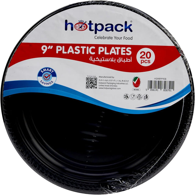 Hotpack 20pcs Round Black Plastic Plates 9" - Al Kabayel Discount CentreHotpack 20pcs Round Black Plastic Plates 9"DisposablesHOTPACKAl Kabayel Discount Centre