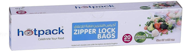 Hotpack 20pcs Zip & Lock Bags 27cm*30cm, Preserve Freshness - Al Kabayel Discount CentreHotpack 20pcs Zip & Lock Bags 27cm*30cm, Preserve FreshnessDisposablesHOTPACKAl Kabayel Discount Centre