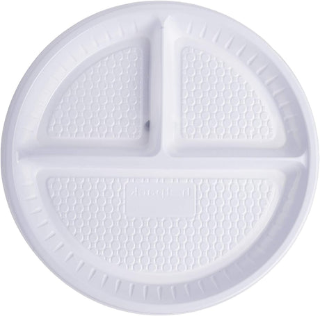 Hotpack 25pcs Round 3 Compartment Plastic Plate 10" - Al Kabayel Discount CentreHotpack 25pcs Round 3 Compartment Plastic Plate 10"DisposablesHOTPACKAl Kabayel Discount Centre