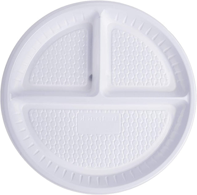 Hotpack 25pcs Round 3 Compartment Plastic Plate 10" - Al Kabayel Discount CentreHotpack 25pcs Round 3 Compartment Plastic Plate 10"DisposablesHOTPACKAl Kabayel Discount Centre