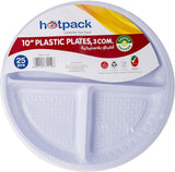 Hotpack 25pcs Round 3 Compartment Plastic Plate 10" - Al Kabayel Discount CentreHotpack 25pcs Round 3 Compartment Plastic Plate 10"DisposablesHOTPACKAl Kabayel Discount Centre