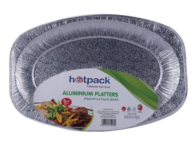 Hotpack 5pcs Disposable Aluminium Foil Platter 17" - Al Kabayel Discount CentreHotpack 5pcs Disposable Aluminium Foil Platter 17"DisposablesHOTPACKAl Kabayel Discount Centre