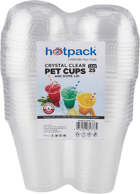 Hotpack Clear PET Cups 12oz with Dome Lids – 25 Piece Set - Al Kabayel Discount CentreHotpack Clear PET Cups 12oz with Dome Lids – 25 Piece SetDisposablesHOTPACKAl Kabayel Discount Centre
