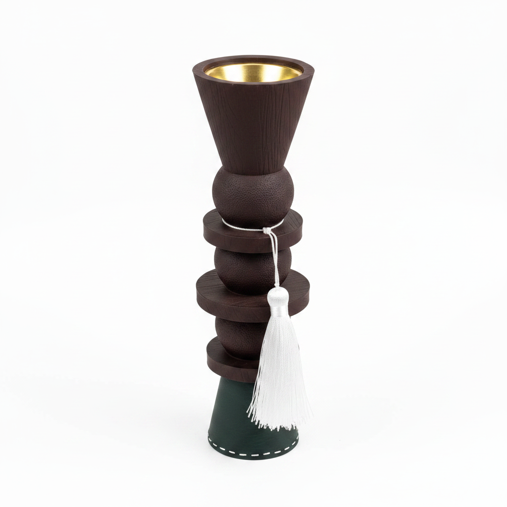 Dark Green & Brown Chalk Incense Burner | Sculptural Stacked Design | 25cm