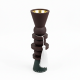 Dark Green & Brown Chalk Incense Burner | Sculptural Stacked Design | 25cm