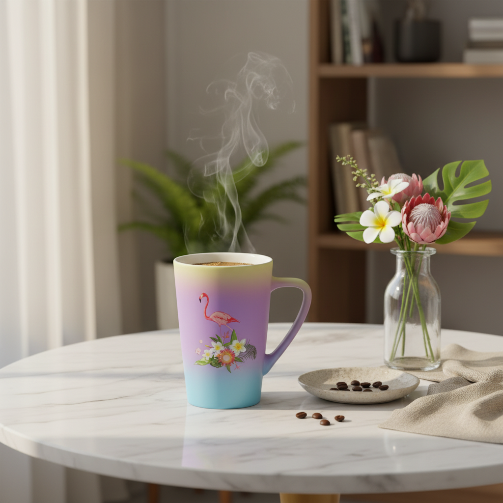 Rainbow Ombre Gradient Flamingo Tropical Ceramic Mug – 400ml