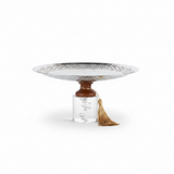Acrylic Footed Silver & Brown Metal Candy Tray - 12 × 25 cm