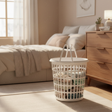 Sarvah White Plastic Laundry Basket with Handles - 38×38 cm