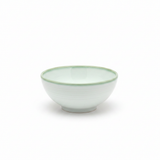 Porceletta Ivory White with Celadon Green Rim Porcelain Bowl - 4.75 Inch