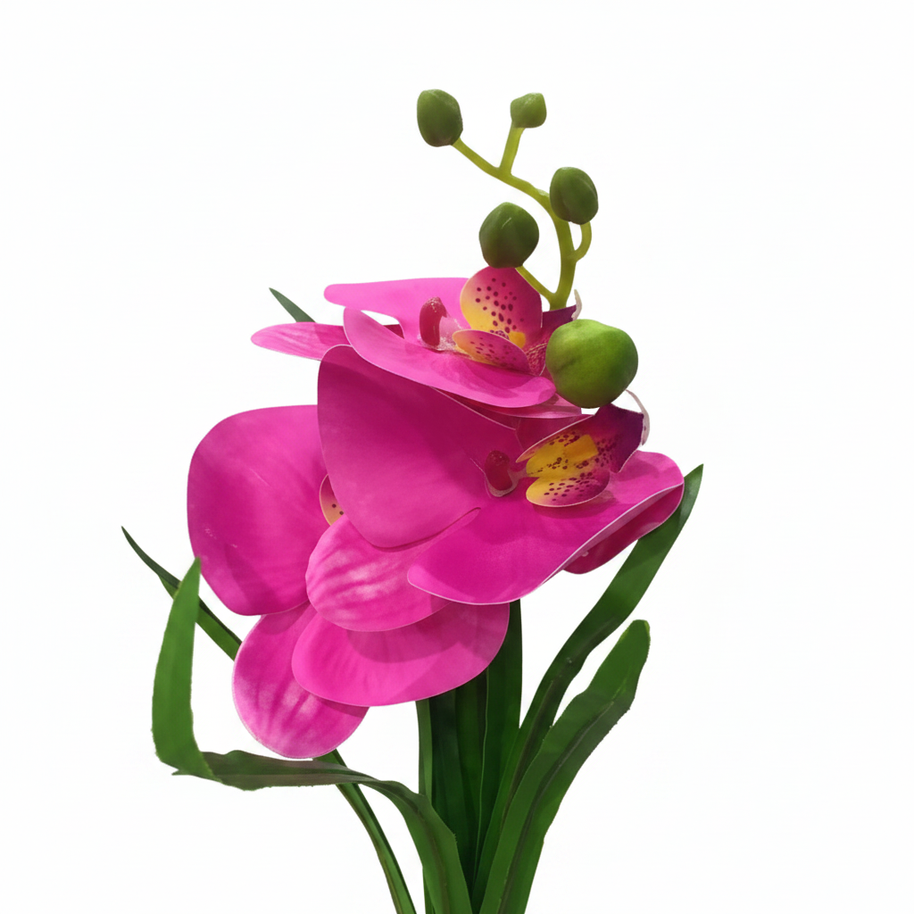 Artificial Pink Orchid Flower Plant in Chalk Pot - 35cm