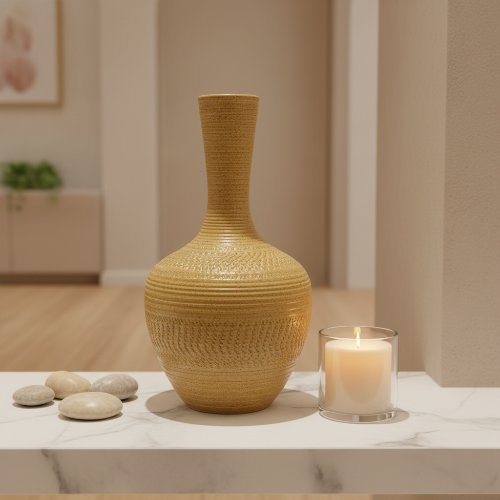 Sandy Golden Brown Ceramic Flower Vase - 35cm