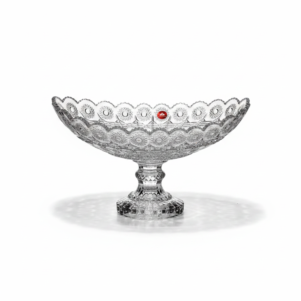 Sakura Crystal Clear Glass Footed Fruit Bowl - 36×22 cm