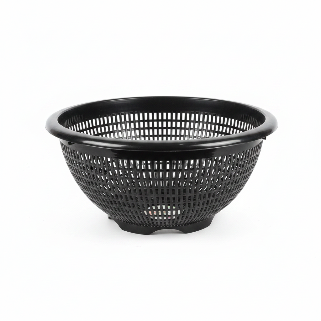 Plastic Mesh Colander Basket 35×15cm — Brown / Black