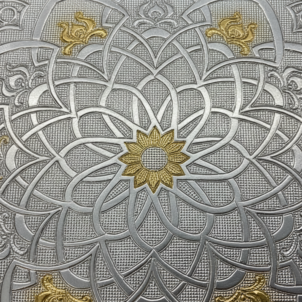 صينية تقديم مستطيلة معدنية فضية وذهبية من ويندسيرا - 45×35 سم