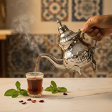 إبريق شاي عربي فضي من الستانلس ستيل من أفكو بأرجل مزخرفة | تصميم منقوش فاخر | 600 مل |