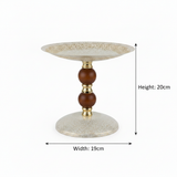 Brown & Gold Footed Cream Metal Candy Tray -  19×20cm
