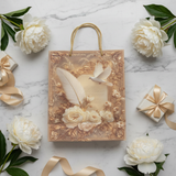 White Dove & Rose Design Baroque Paper Gift Bag - 30×25cm
