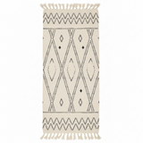 Handcrafted Moroccan Berber Flatweave Carpet | Geometric Diamond & Zigzag Pattern | 50% Cotton 50% Polyester | 60×180 cm | Ivory & Black |
