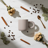 Ceramic Mug with Elegant Twisted Rope Handle | 300ml | Beige,Cream |