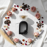 Black Resin Arch & Crystal Glass Incense Burner | 15cm | Luxury Home Fragrance