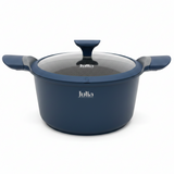 Julia Blue Casserole with Glass Lid | Non-Stick Grey Marble Coating | 24cm