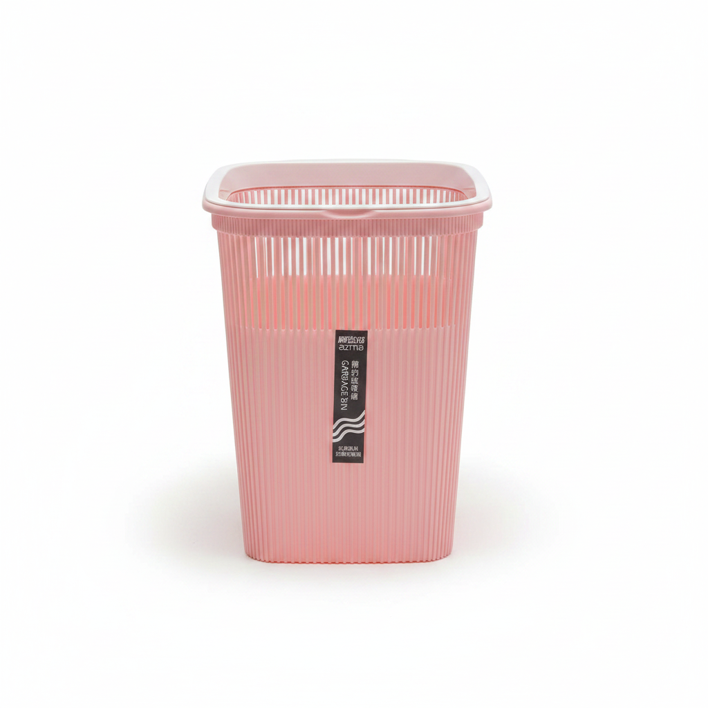 Kitchenmark Rose Pink Plastic Square Garbage Bin – 9.5 Litre