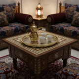 صينية ويندسيرا بيضاوية فاخرة | ستانلس ستيل فضي وذهبي | نقش هندسي عربي | 43×30 سم