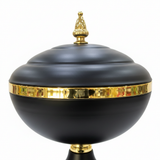 Black & Gold Metal Footed Candy Bowl with Lid - 18×18 cm
