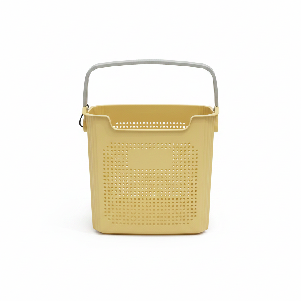 G-Spark Yellow Plastic Storage Basket with Handle - 35×37 cm