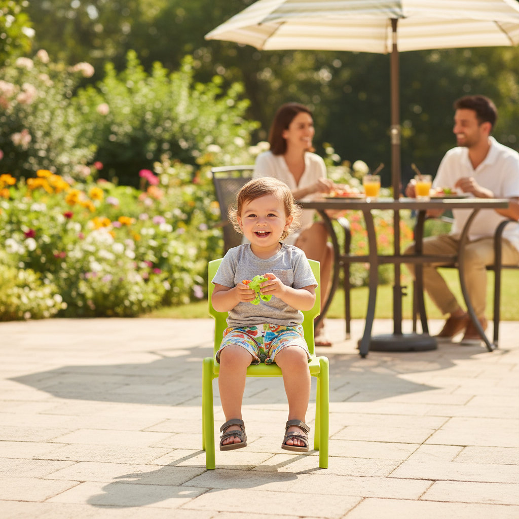 Esqube Plastic Baby Chair –  48×30 cm - Lime Green / Blue