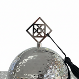 Silver Metal Candy Plate with Dome Lid & Decorative Base — 23×16cm