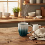 Kitchenmark Teal  Ombre Ribbed Ceramic Mug - 325ml