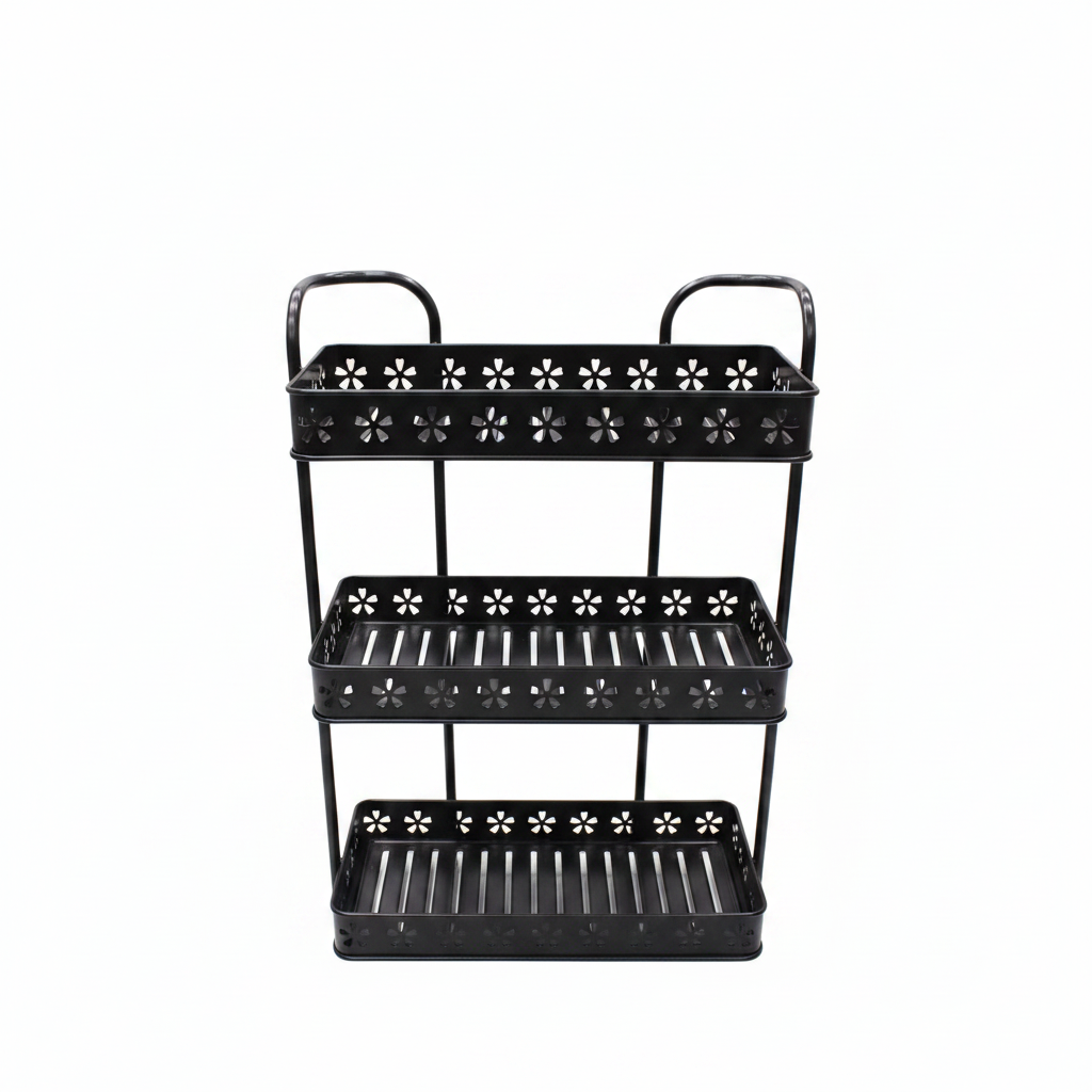 Brown Metal 3-Tier Storage Rack - 55×35×15cm