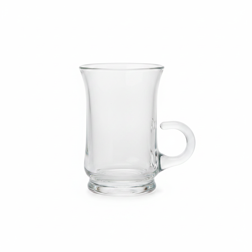 Turkish Style Clear Glass Tea Mug with Handle – 130ml