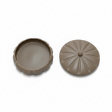 Hamid Ceramic Candy Box with Lid | Scalloped Petal Design | 10.25cm | Warm Brown