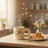 Happy Dog Cream Ceramic Mug – 350ml | Cute Cartoon Design | Perfect Gift