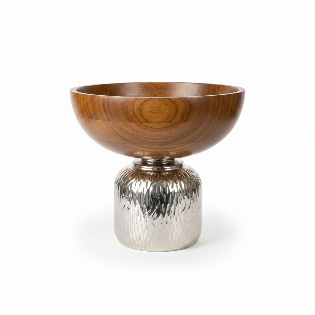 Metal Footed Wooden Bowl -30×30cm