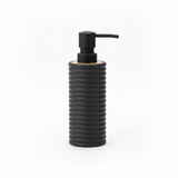 White Ribbed Plastic Liquid Soap Dispenser - 400ml - White / Black / Peach