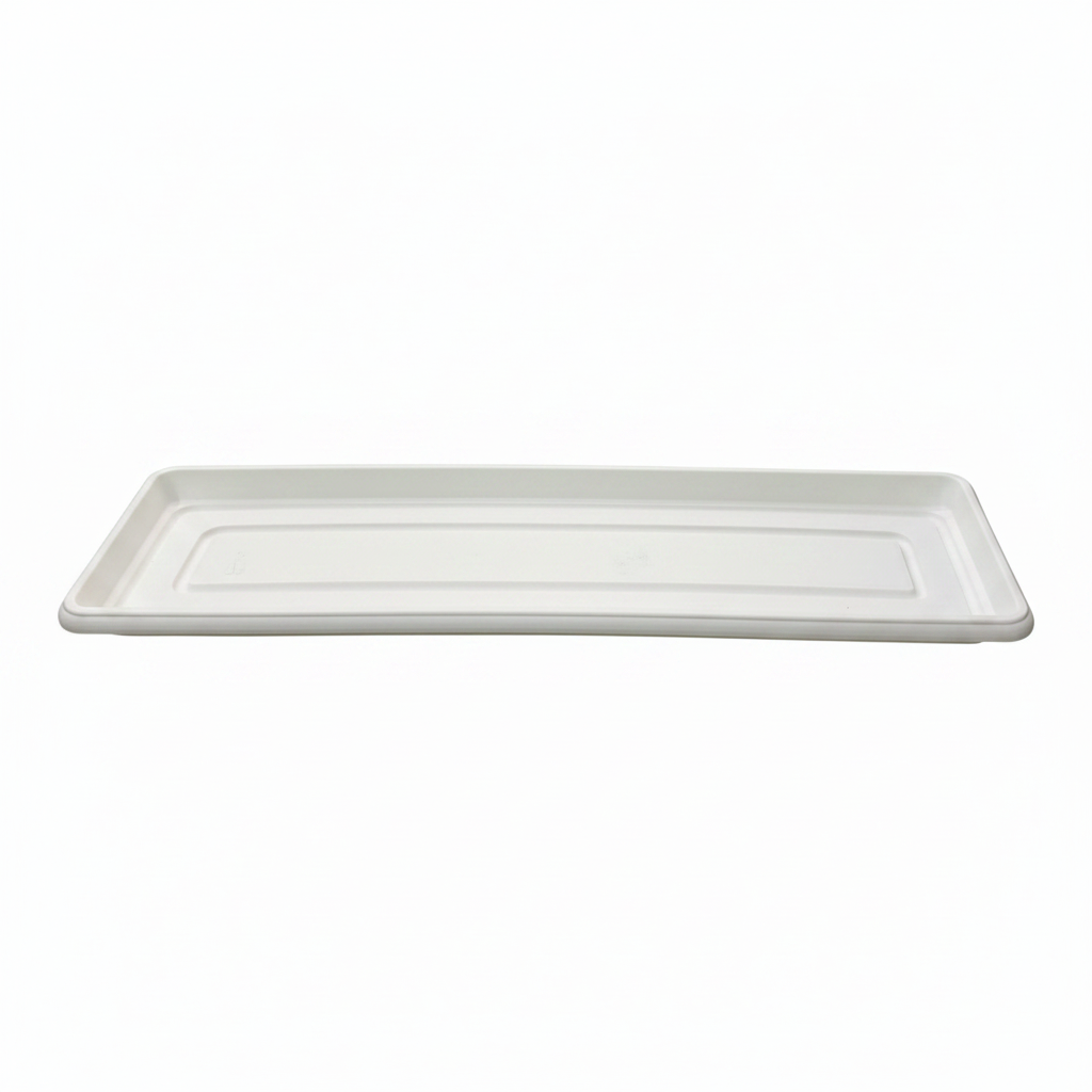 Family Plastic Winny Rectangular Planter Pot with Tray - 60×20 cm - White / Brown