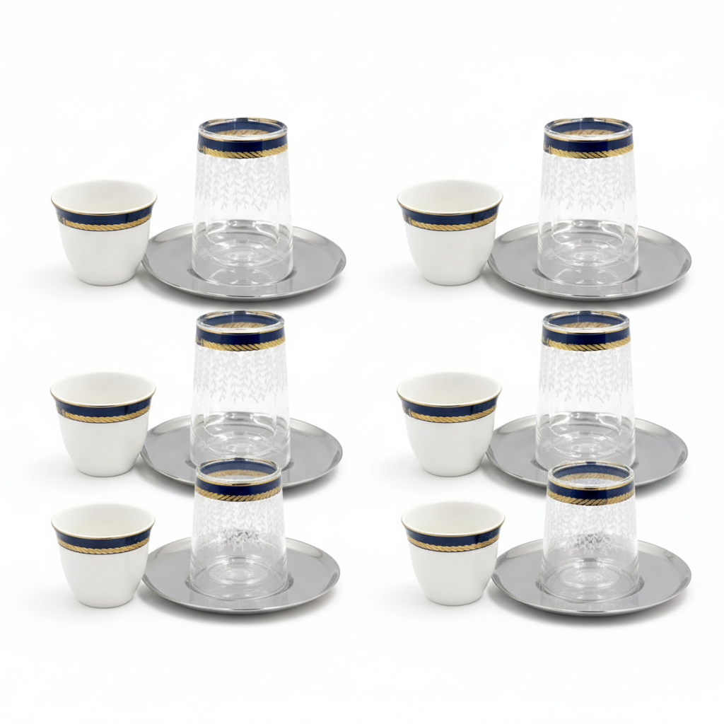 Angela 18 Pieces Tea & Cawa Cup with Saucer Set - 80ml & 120ml